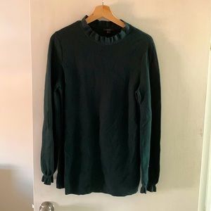 COS dark green wool sweater with ruffle detail M